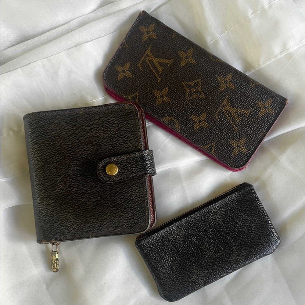 Louis Vuitton Monogram Wallet/phone cover and Pouch Set-rehab items